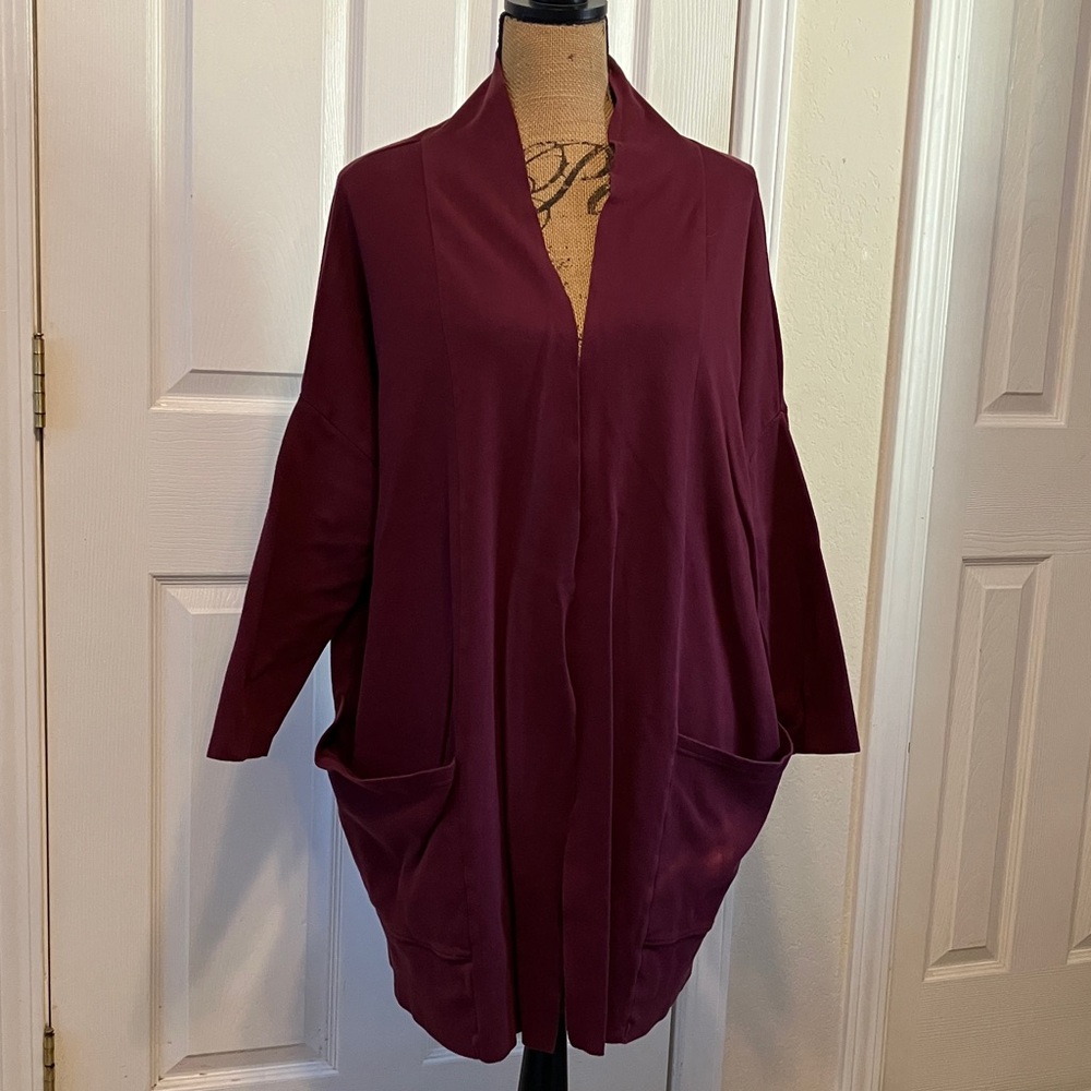 Open-Front Women's Cardigan in Burgundy
